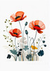 Minimalist Sketch of Abstract Poppies for Tranquility