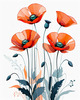 Minimalist Sketch of Abstract Poppies for Tranquility