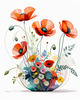 Minimalist Sketch of Abstract Poppies for Tranquility