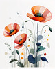 Minimalist Sketch of Abstract Poppies for Tranquility