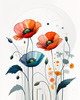 Minimalist Sketch of Abstract Poppies for Tranquility