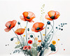 Minimalist Sketch of Abstract Poppies for Tranquility