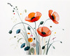 Minimalist Sketch of Abstract Poppies for Tranquility