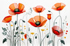 Minimalist Sketch of Abstract Poppies for Tranquility