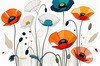 Minimalist Sketch of Abstract Poppies for Tranquility
