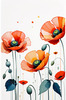 Minimalist Sketch of Abstract Poppies for Tranquility