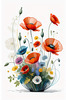 Minimalist Sketch of Abstract Poppies for Tranquility