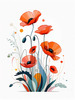 Minimalist Sketch of Abstract Poppies for Tranquility