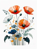Minimalist Sketch of Abstract Poppies for Tranquility