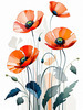 Minimalist Sketch of Abstract Poppies for Tranquility