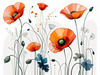 Minimalist Sketch of Abstract Poppies for Tranquility