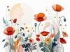 Minimalist Sketch of Abstract Poppies for Tranquility