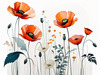 Minimalist Sketch of Abstract Poppies for Tranquility