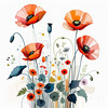 Minimalist Sketch of Abstract Poppies for Tranquility