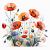 Minimalist Sketch of Abstract Poppies for Tranquility