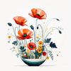 Minimalist Sketch of Abstract Poppies for Tranquility