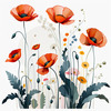Minimalist Sketch of Abstract Poppies for Tranquility