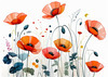 Minimalist Sketch of Abstract Poppies for Tranquility
