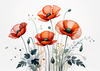 Minimalist Sketch of Abstract Poppies for Tranquility