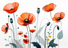 Minimalist Sketch of Abstract Poppies for Tranquility