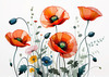 Minimalist Sketch of Abstract Poppies for Tranquility