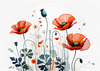 Minimalist Sketch of Abstract Poppies for Tranquility