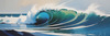 Minimalist Abstract Seascape with Bold Blue and White Ocean Waves