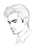 Minimalist Line Art of Businessman in Deep Contemplation