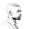 Minimalist Line Art of Businessman in Deep Contemplation