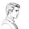Minimalist Line Art of Businessman in Deep Contemplation