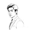 Minimalist Line Art of Businessman in Deep Contemplation