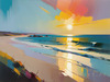 Abstract Minimalist Coastal Sunset Seascape Print