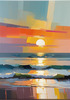 Abstract Minimalist Coastal Sunset Seascape Print
