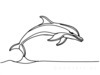 Minimalist Line Art Capturing Dolphin Dorsal Fin and Snout