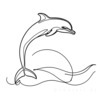 Minimalist Line Art Capturing Dolphin Dorsal Fin and Snout
