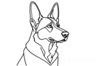 Minimalist Line Art of an Alert German Shepherd