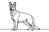 Minimalist Line Art of an Alert German Shepherd