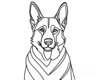 Minimalist Line Art of an Alert German Shepherd