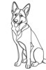 Minimalist Line Art of an Alert German Shepherd