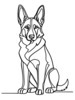 Minimalist Line Art of an Alert German Shepherd