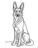 Minimalist Line Art of an Alert German Shepherd