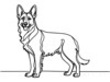 Minimalist Line Art of an Alert German Shepherd