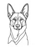 Minimalist Line Art of an Alert German Shepherd
