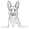 Minimalist Line Art of an Alert German Shepherd