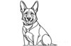 Minimalist Line Art of an Alert German Shepherd