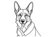 Minimalist Line Art of an Alert German Shepherd
