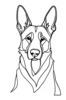 Minimalist Line Art of an Alert German Shepherd
