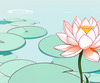 Simple Line Art of Lotus Flower Poised on Water