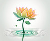Simple Line Art of Lotus Flower Poised on Water