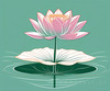 Simple Line Art of Lotus Flower Poised on Water